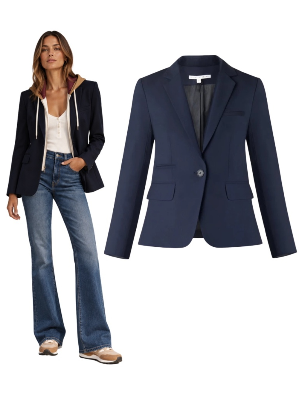 $545 Veronica Beard Classic Dickey Blazer Blue Wool Size 6